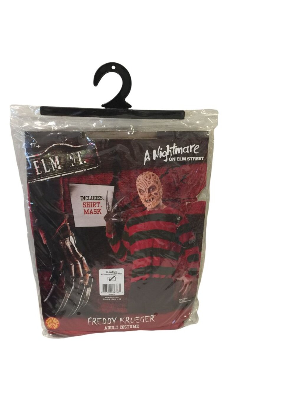 A Nightmare on Elm Street FREDDY KRUEGER Adult XL Shirt & Mask Red Green